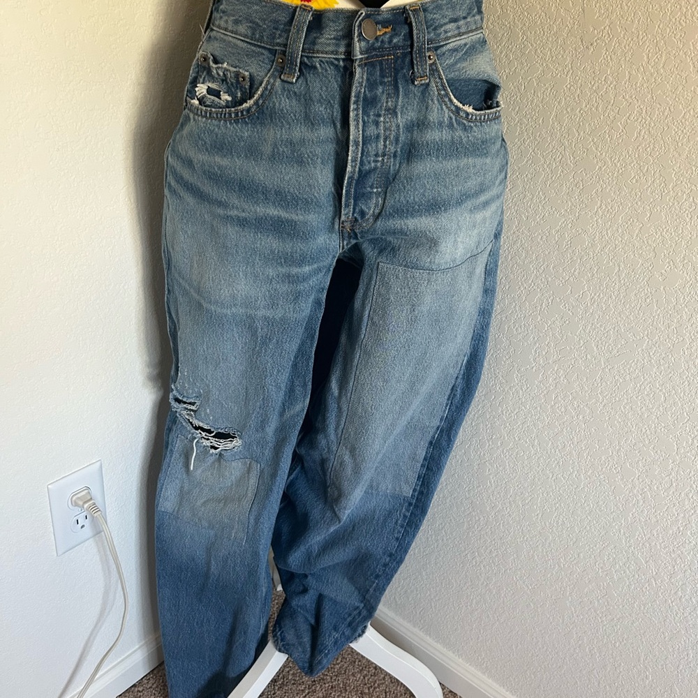 Universal Thread Women's Blue Distressed Flare Jeans